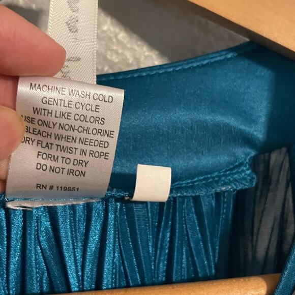 Heart Soul Tank Top Womens Medium Blue Pleated Jewel Neck Embellished Party Y2K - Picture 4 of 8